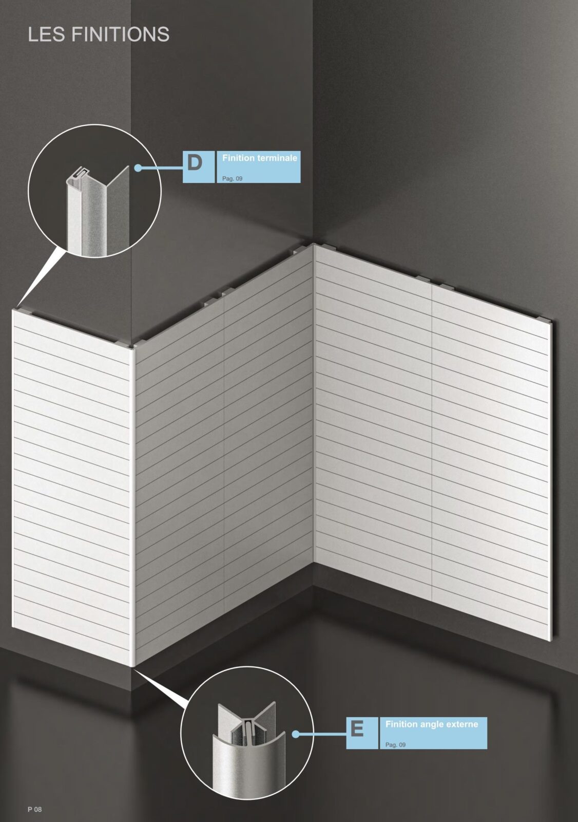 structure et panneaux rainure pour agencement de magasin 