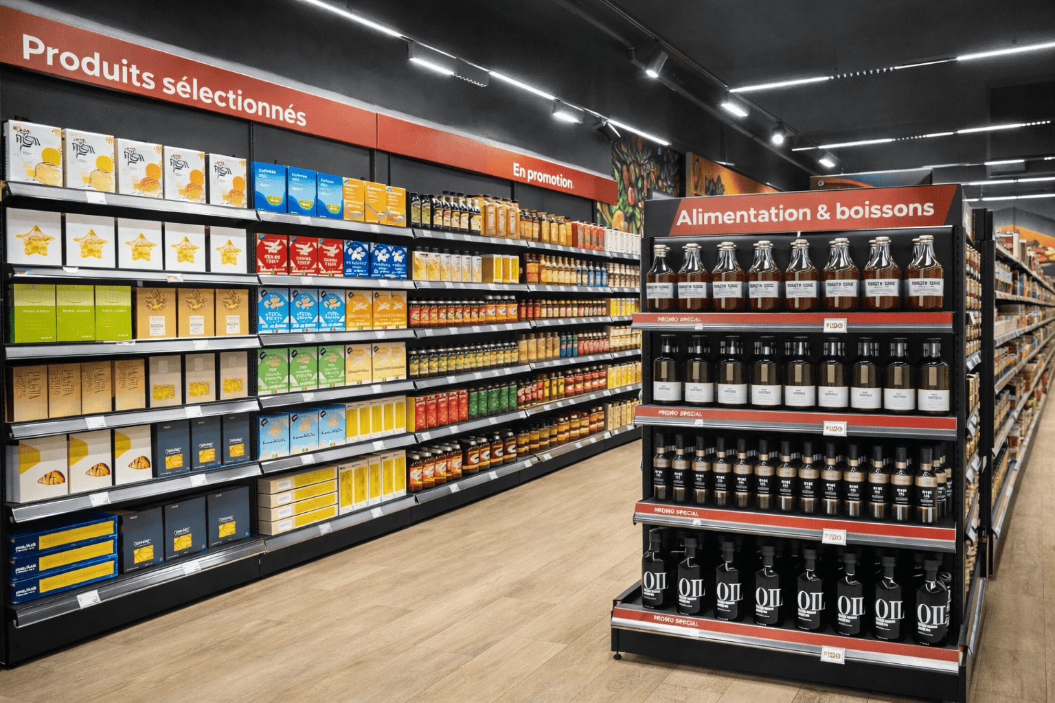 Rayonnage mural magasin en métal pour commerce alimentaire